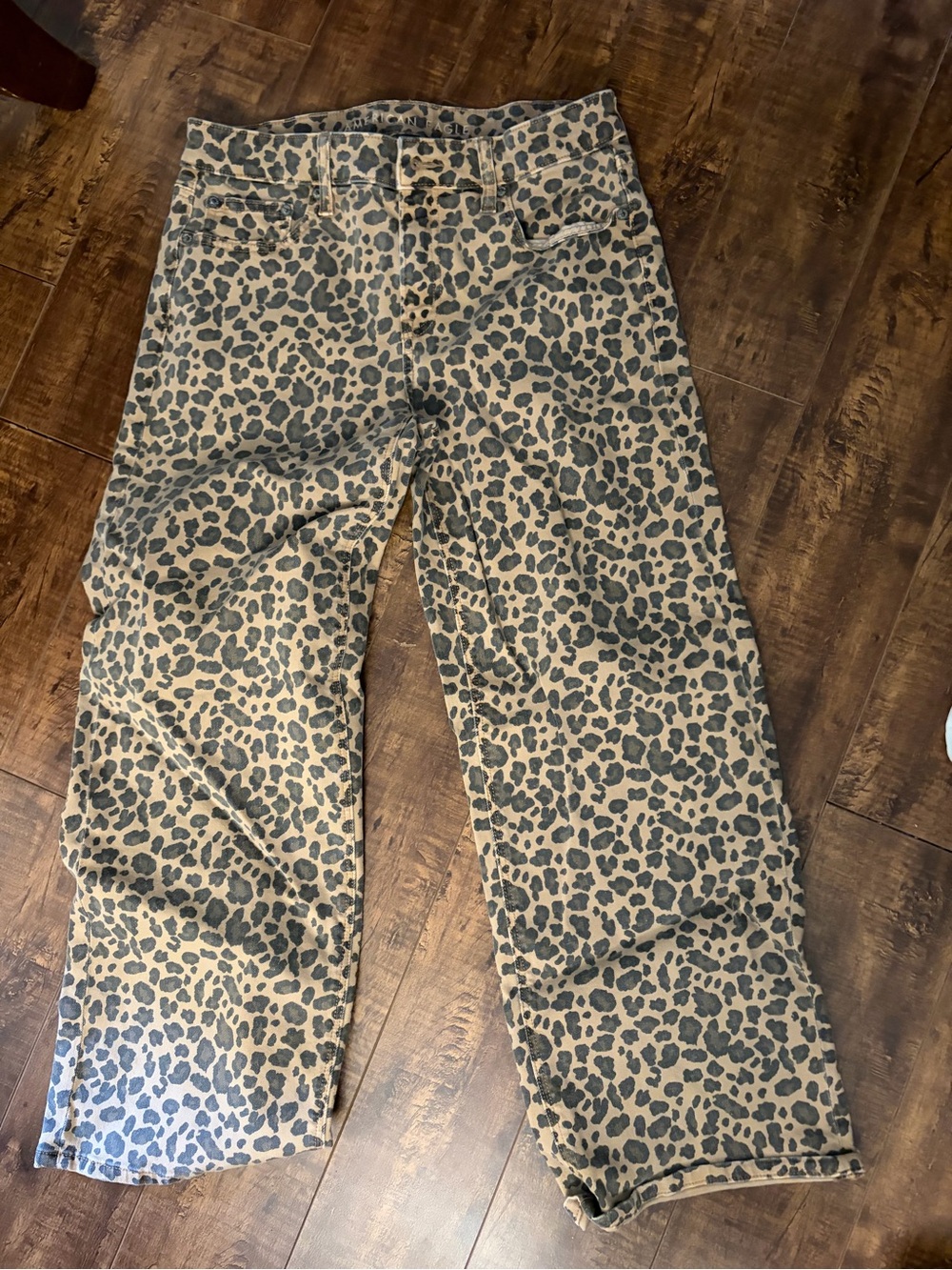 American Eagle Outfitters Leopard Print Straight Leg Pants - Stretch